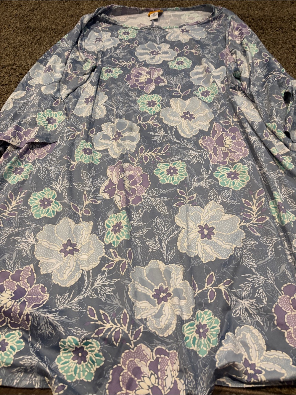 Ruby Rd. Floral Print Shift Dress in Blue with Mint & Lavender